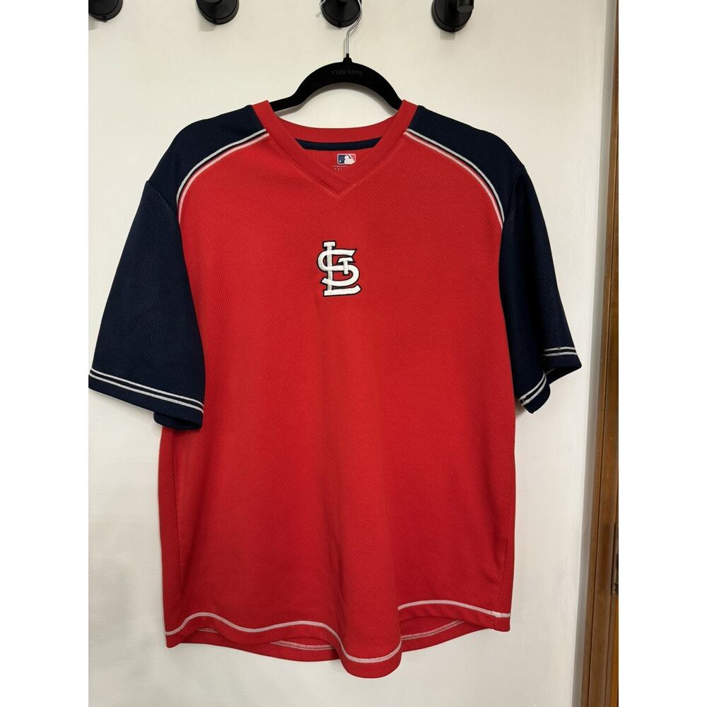 MLB St. Louis Cardinals Large Shirt Embroidered Logo V-Neck Jersey Pullover